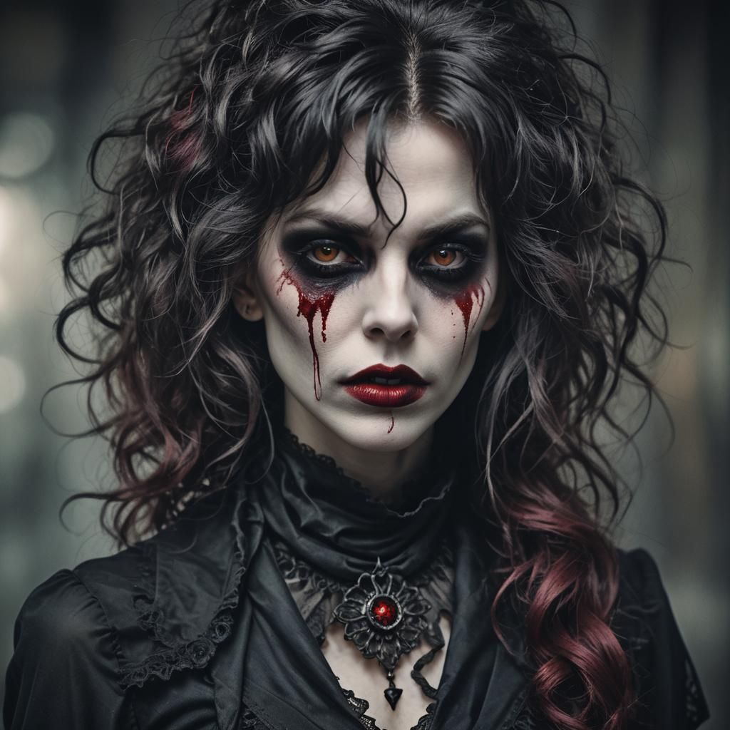 Gothic Vampire Portrait with Moody Lighting