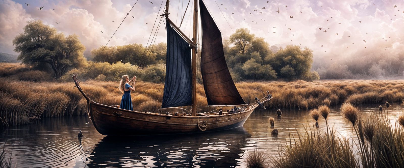 hilarious 'sailboat' fail - see the 'concentric ripples'? emitted by what - that's Not wake.