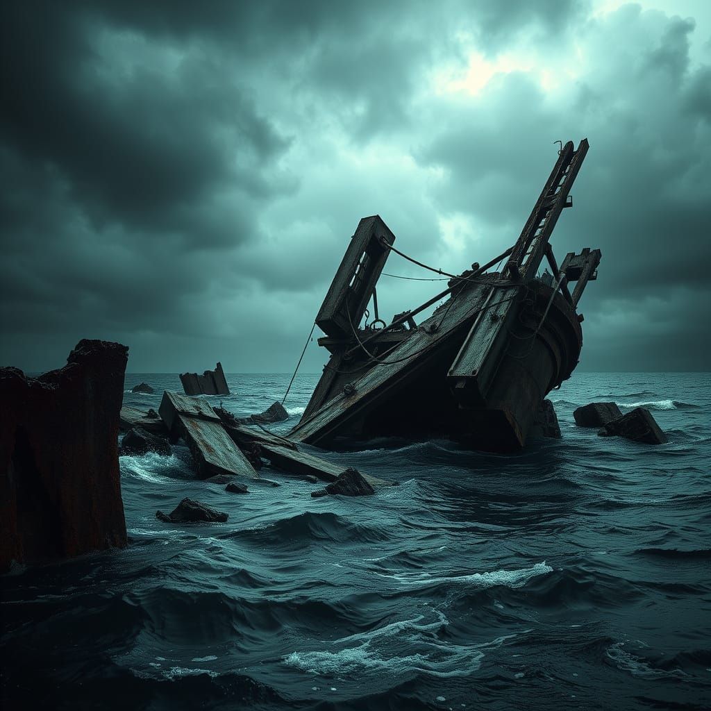 Strait of Messina Bridge Ruins in Dramatic Digital Matte Pai...