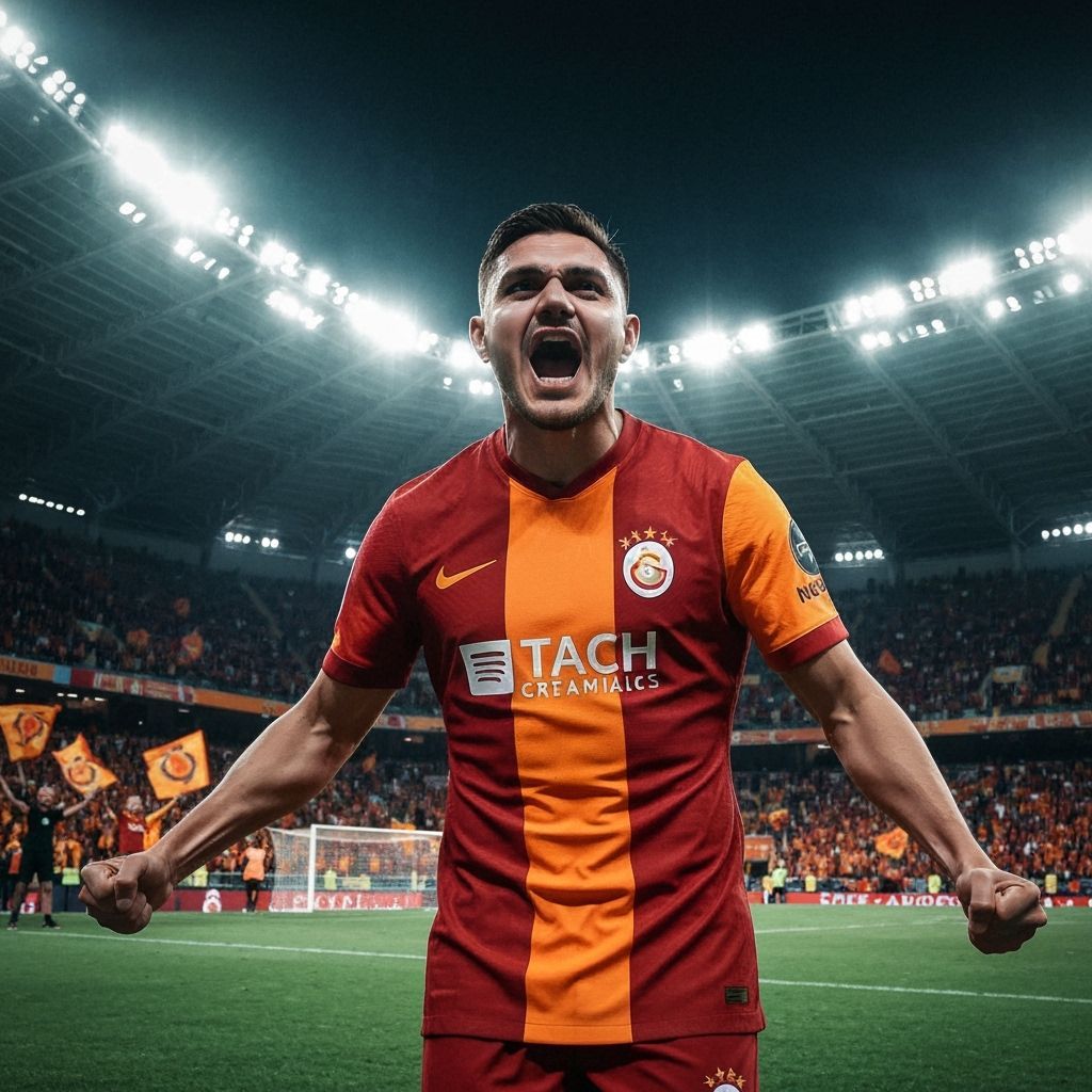 Dynamic Soccer Celebration in Packed Stadium, Ultra-Realisti...