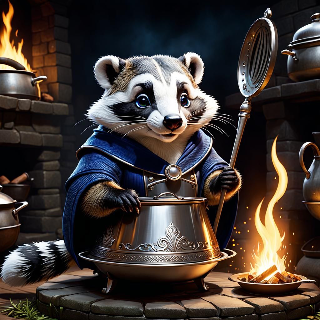 Cheerful Badgerkin Chef in Cozy Kitchen