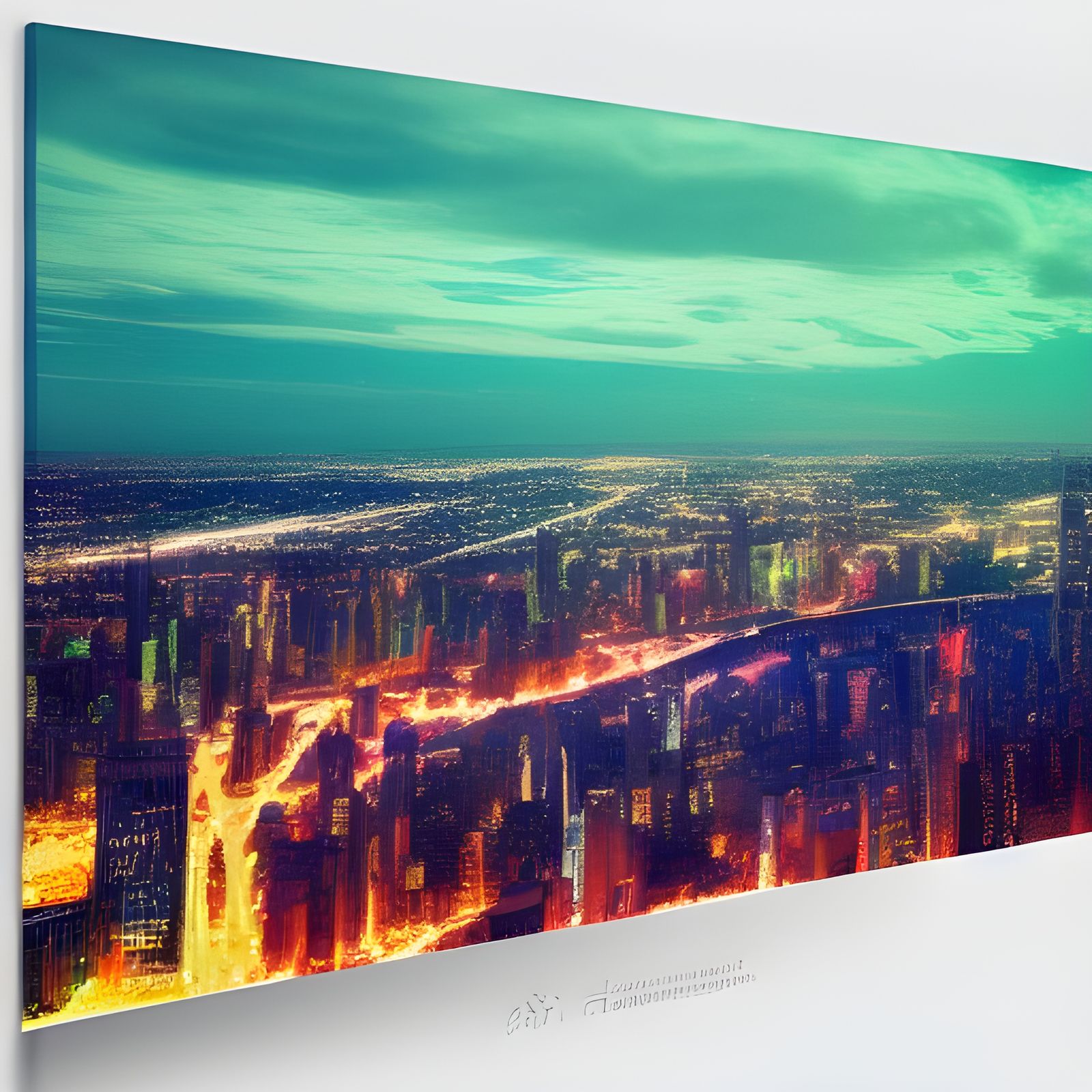 Colorful City Skyline View in Pop Art Style