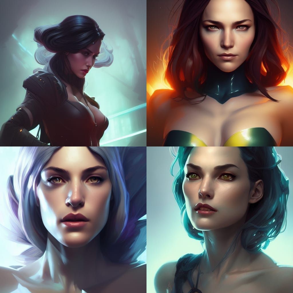 Rogue X-Men Portrait in Hyperdetailed Art Style