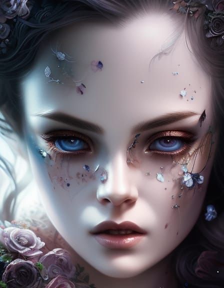 Chibified Ghost Girl Portrait in Hyper-Detailed Digital Art