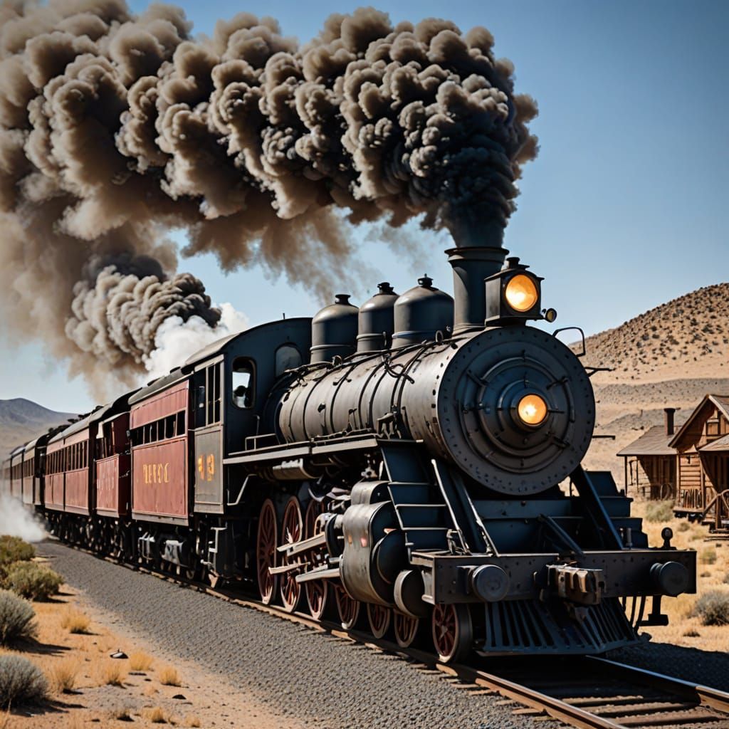 Old West Steam Train in the Desert