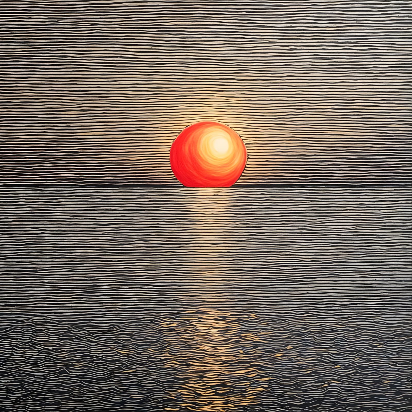 Abstract Ocean Scene in High Contrast Ink Art