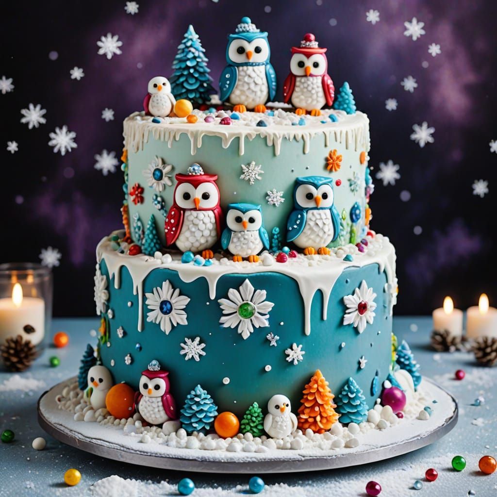 Stunning Winter Cake with Jewel Decorations