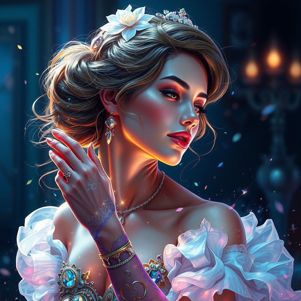 Cinderella's Dance: Hyperdetailed Art Nouveau Portrait