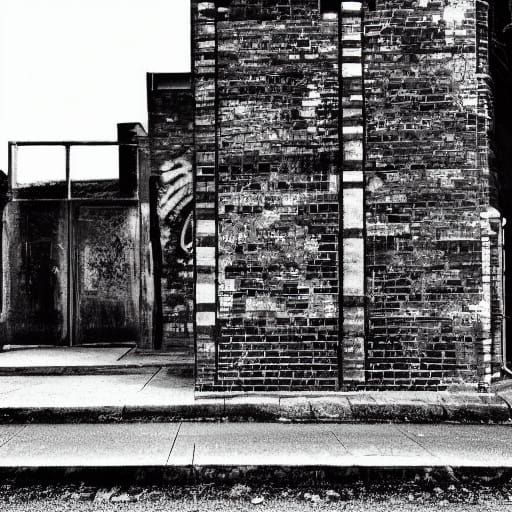 Gothic Street Art Mural in Stark Black and White