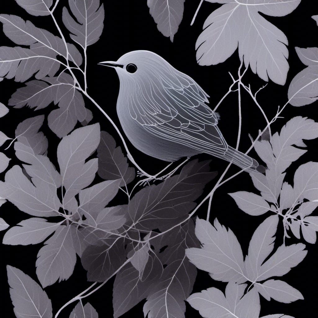 Surreal Bird Photogram in Mann Ray Style