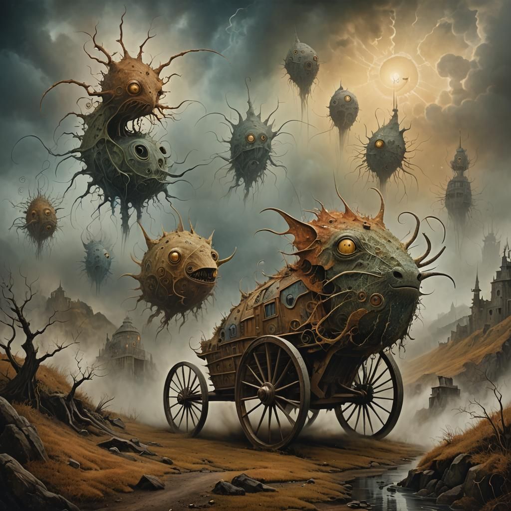 Surreal Creatures in Epic Landscape, Artstation Quality