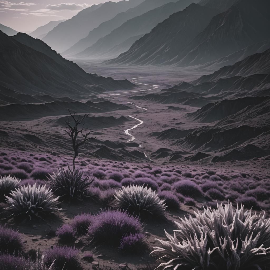Dramatic Purple and Gray Cinematic Landscape