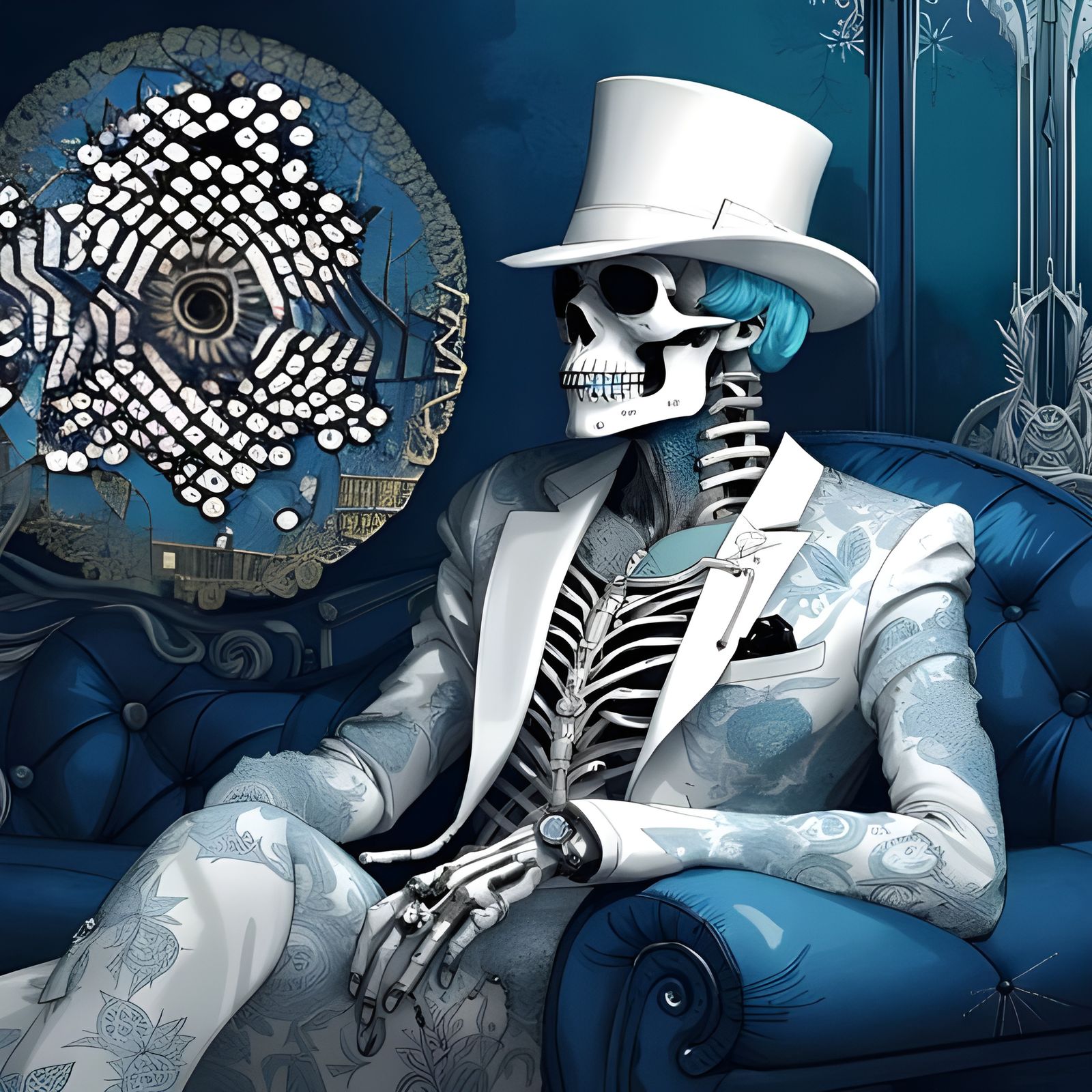 Skeleton Barron Portrait with Tophat and Shiny Aura