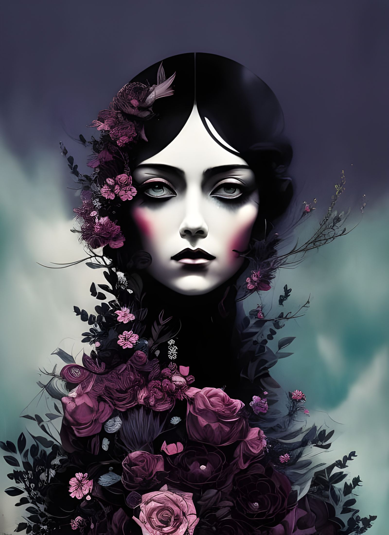 Goth Girl in Neo-Victorian Editorial Art