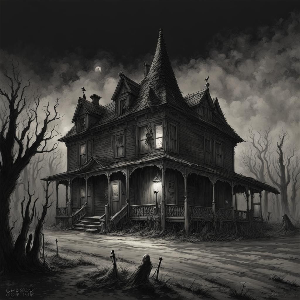 Creepy Motel Horror in Doré Style