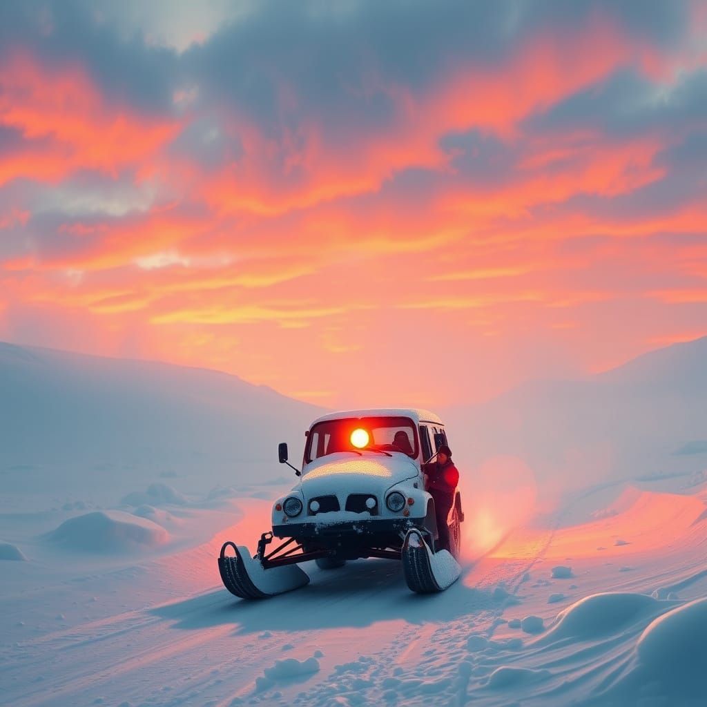 Angry Snowmobile in Eerie Arctic Fairy Tale