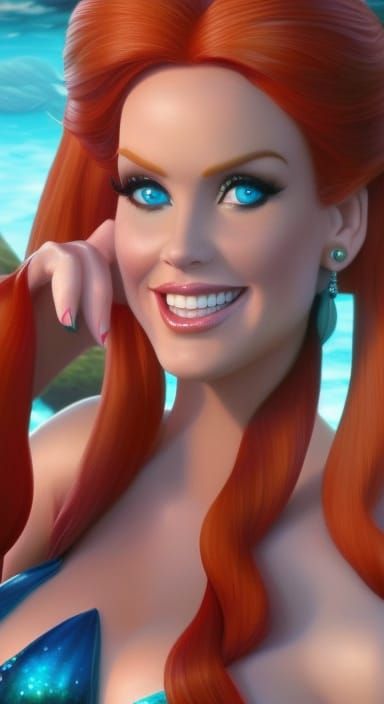 Real picture of perfect Jenny Mccarthy as Ariel from Little Mermaid perfectly beautiful hands
