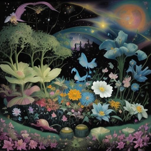 Fallen Knight in Surrealist Garden of Dreams