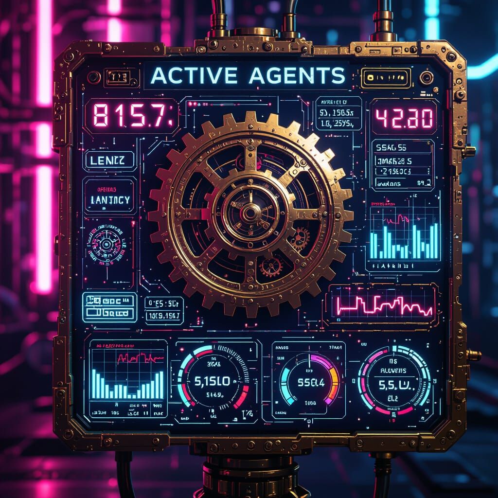 Cyberpunk Steampunk UI for Agentic Swarm KPIs