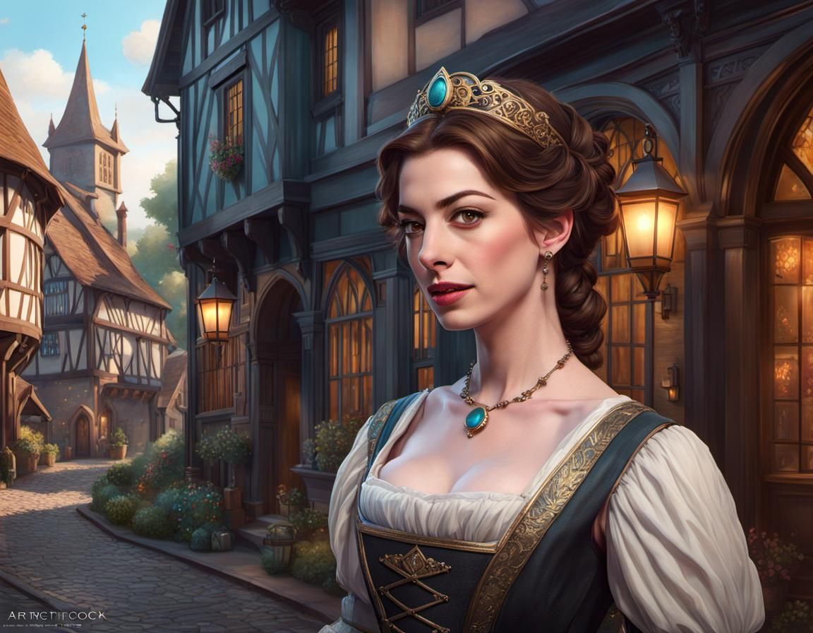 Actress Anne Hathaway in a period costume