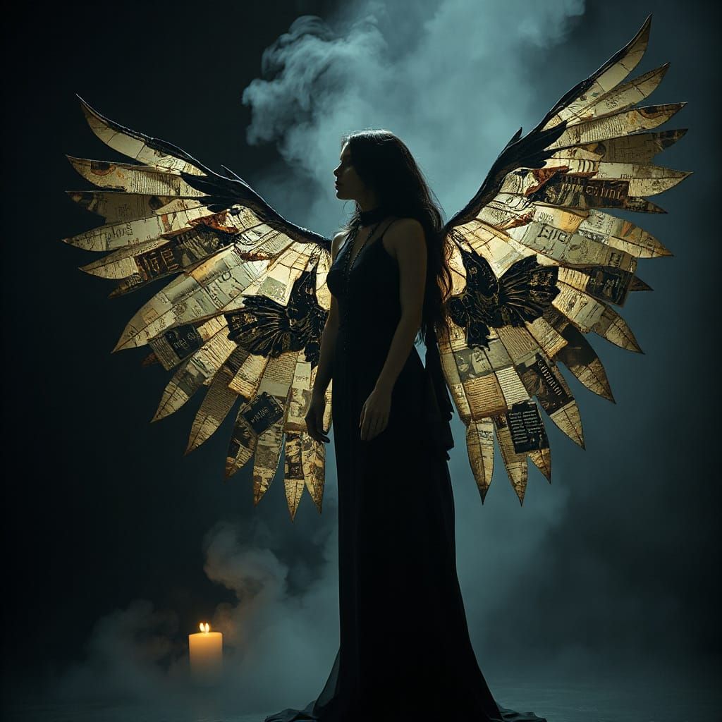 Mysterious Female Angel of Death in Noir-Mystical Realism