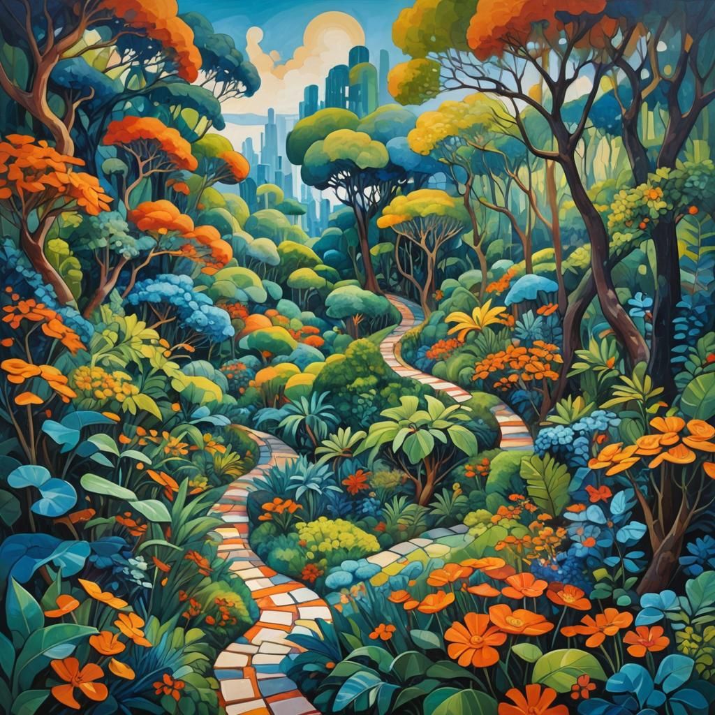 Abstract Organic Landscape in Hundertwasser Style