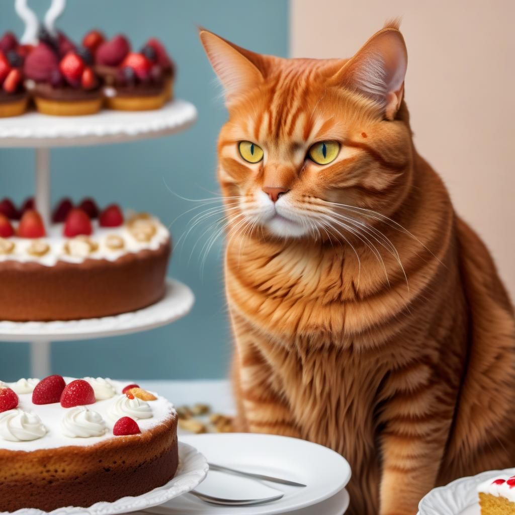 Garfield with desserts