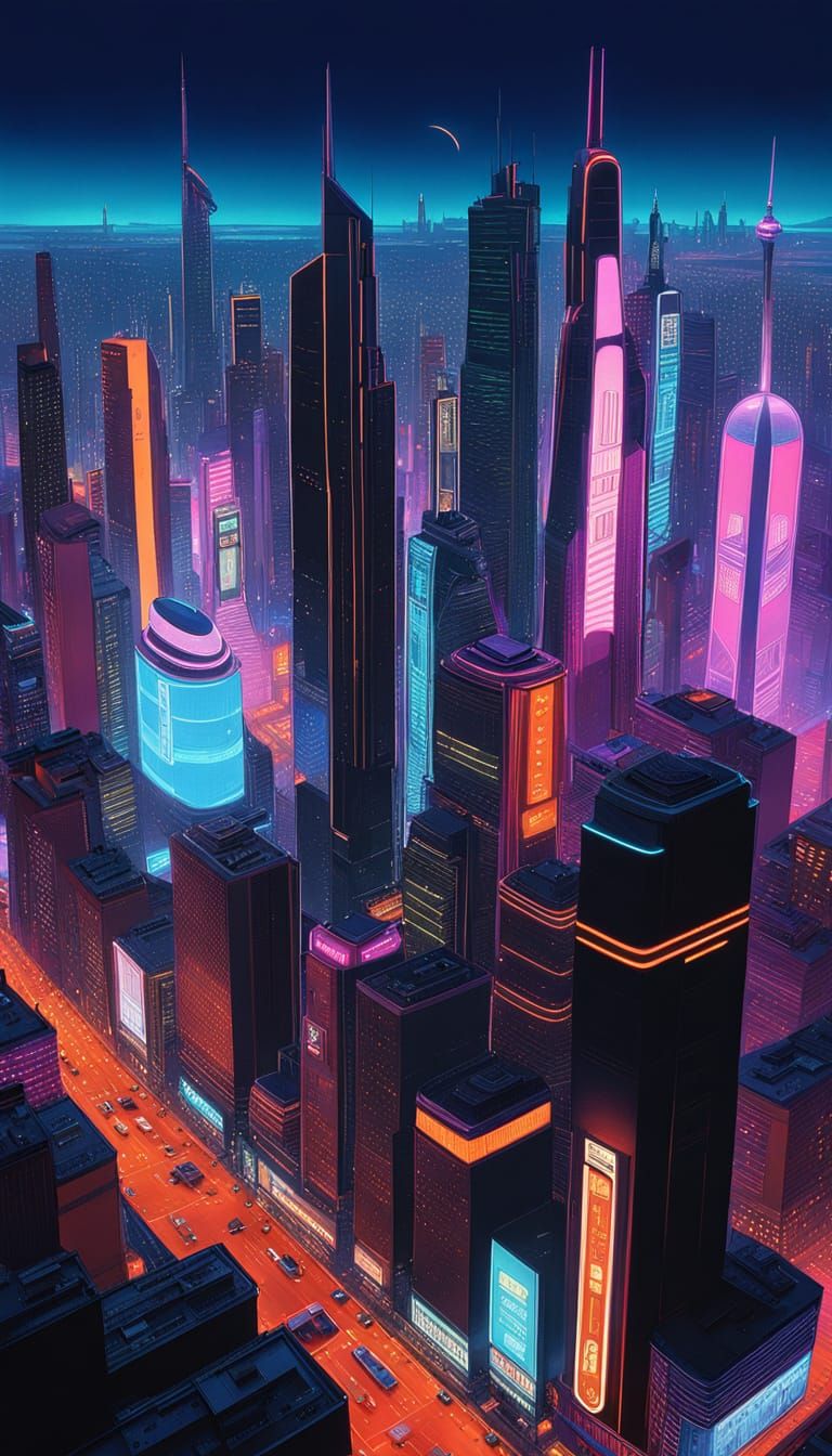 Futuristic Cityscape with Flying Vehicles in Cinematic Style