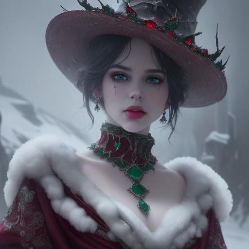 Snowman with Ruby Eyes in Digital Matte Painting