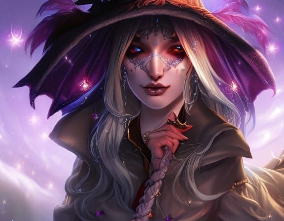 Mystic Witch with Crystal Ball in Digital Art