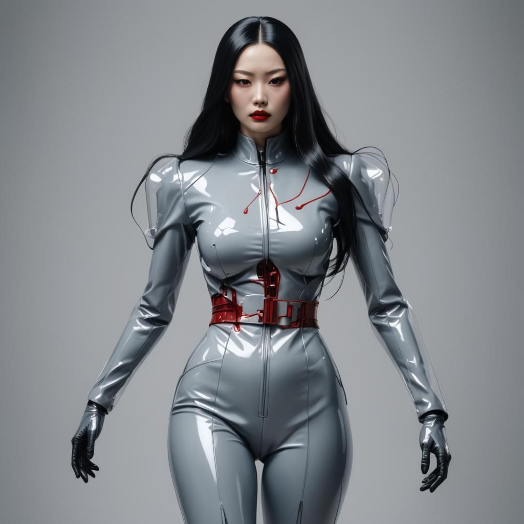Elegant Translucent Mannequin in Latex Business Suit