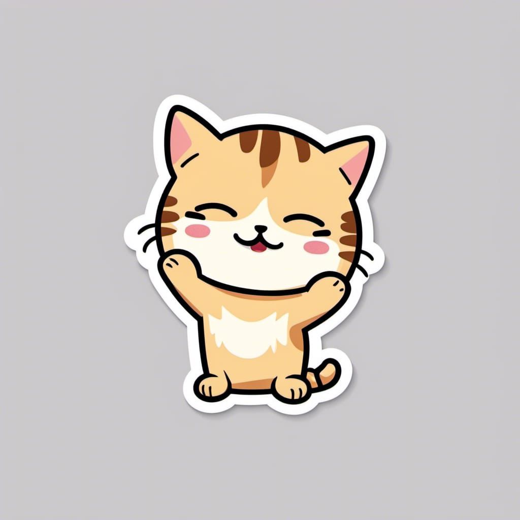 Kawaii Yawning Baby Cat Cartoon Sticker