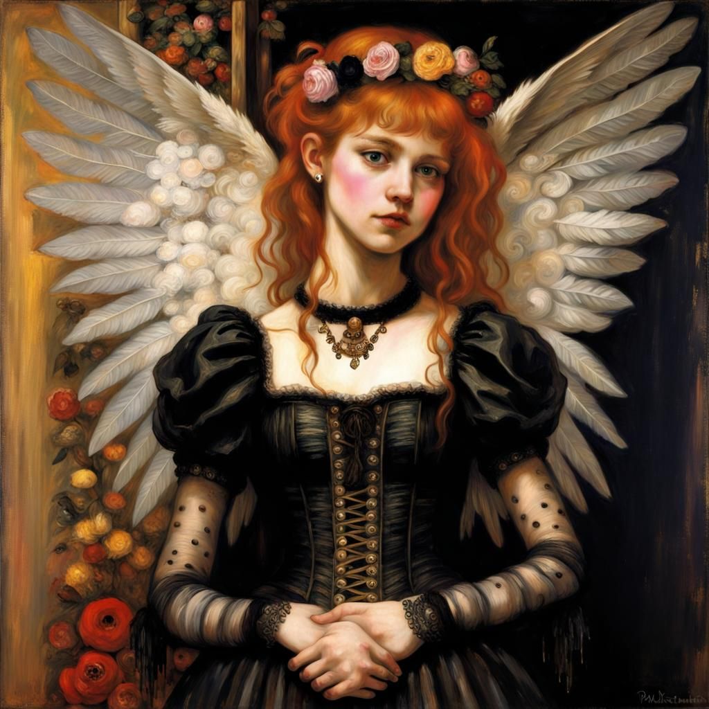 Gothic Punk Angel Inspired by Renoir and Klimt