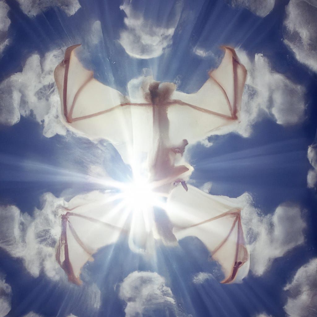 Ethereal White Fruit Bat Skeleton in Sunlight