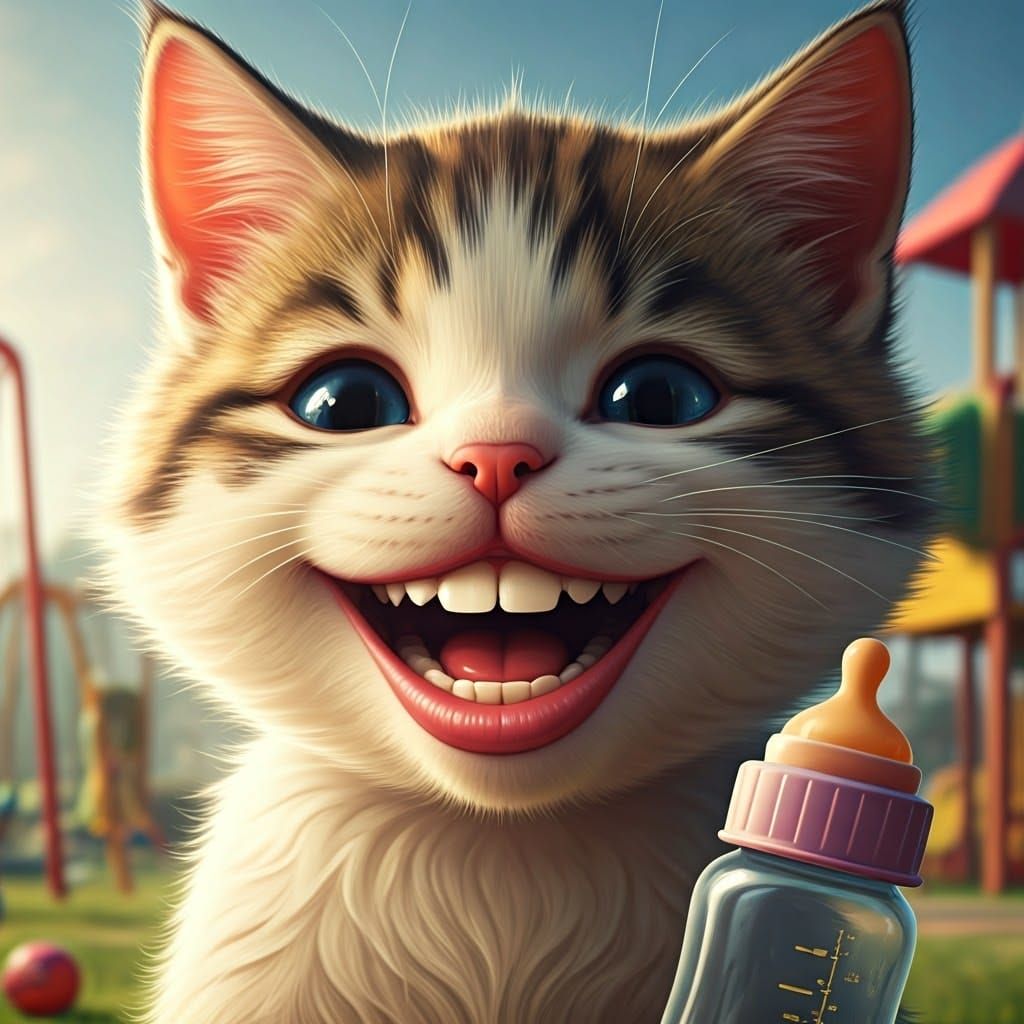 Kitten with Human Smile