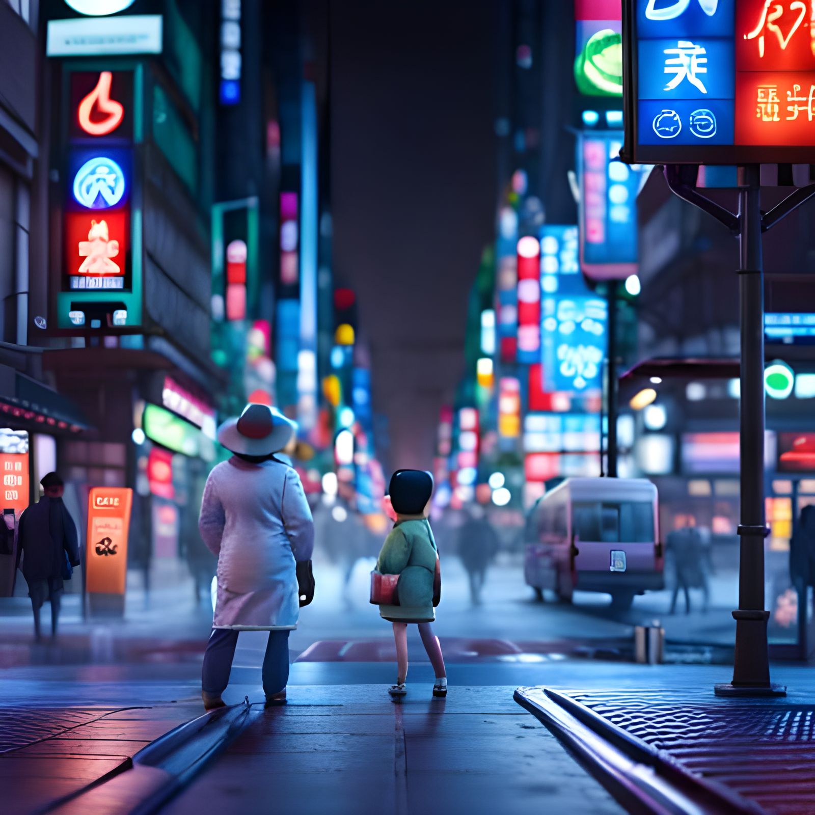 Tokyo Street Scene in High Detail 3D Render