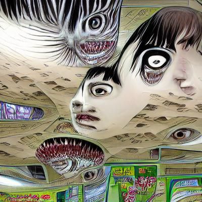 Monsters in Junji Ito Manga Style Dimension
