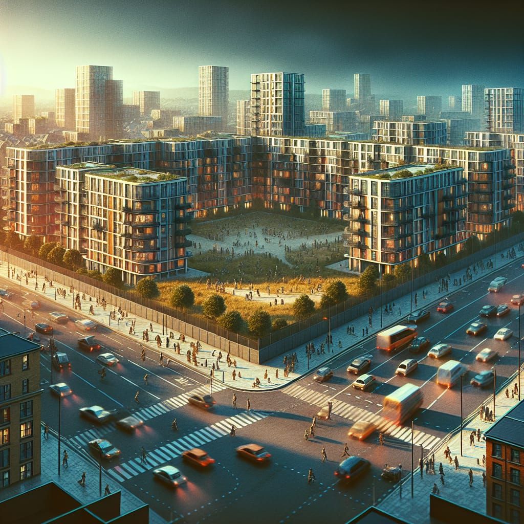 Cinematic Cityscape with Residential Buildings