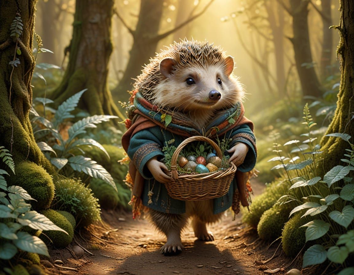 Whimsical Forest Wanderer in Earthy Tones