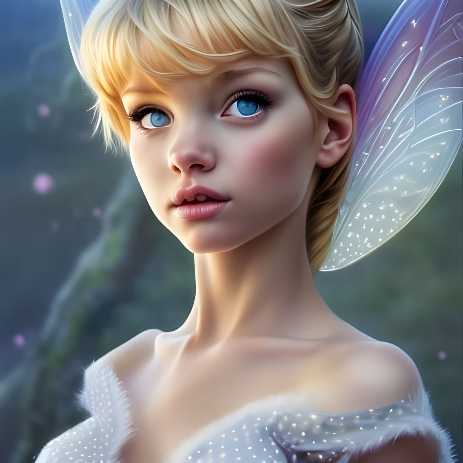 Hyperrealistic Tinkerbell Portrait in the Sky