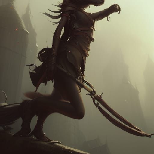 Rat Assassin Girl in Dark Fantasy Style