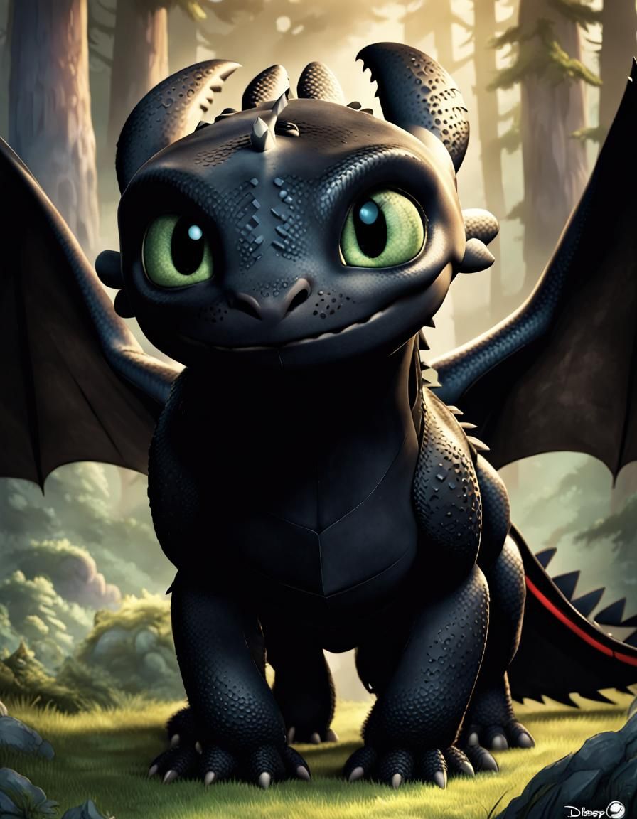 Toothless in Disney Pixar 3D Cartoon Style