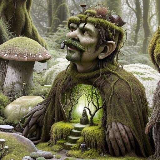 Stone Face Monument in Fantasy Forest