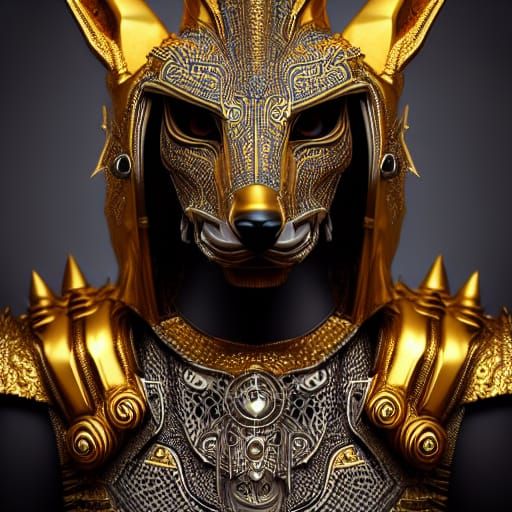 Anubis in Gold Armour: Dark Fantasy Concept
