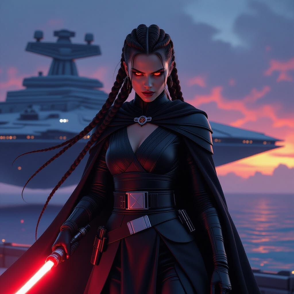 Sith Warrior Ignites Lightsaber on Star Destroyer