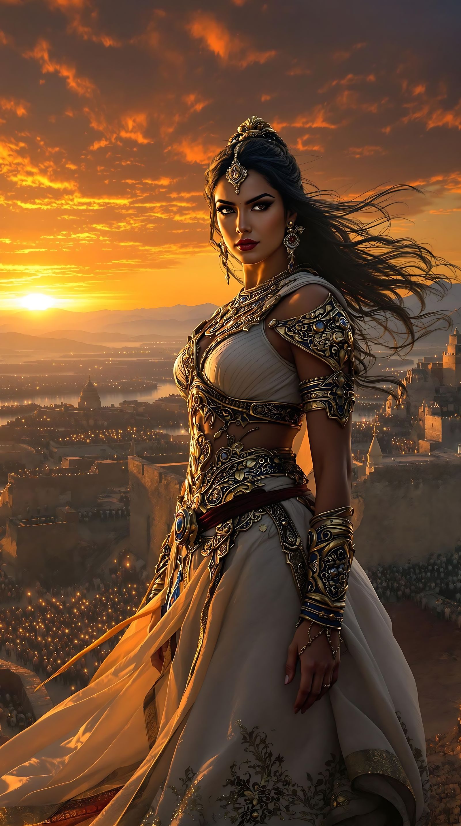 Regal Indian Warrior Queen Surveying Battlefields