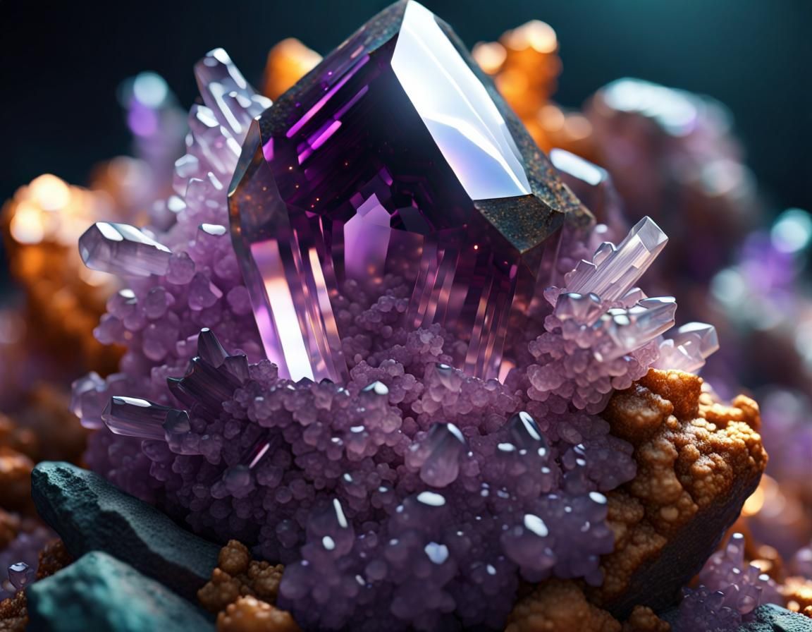 Macro Image of an Amethyst Quartz Cluster