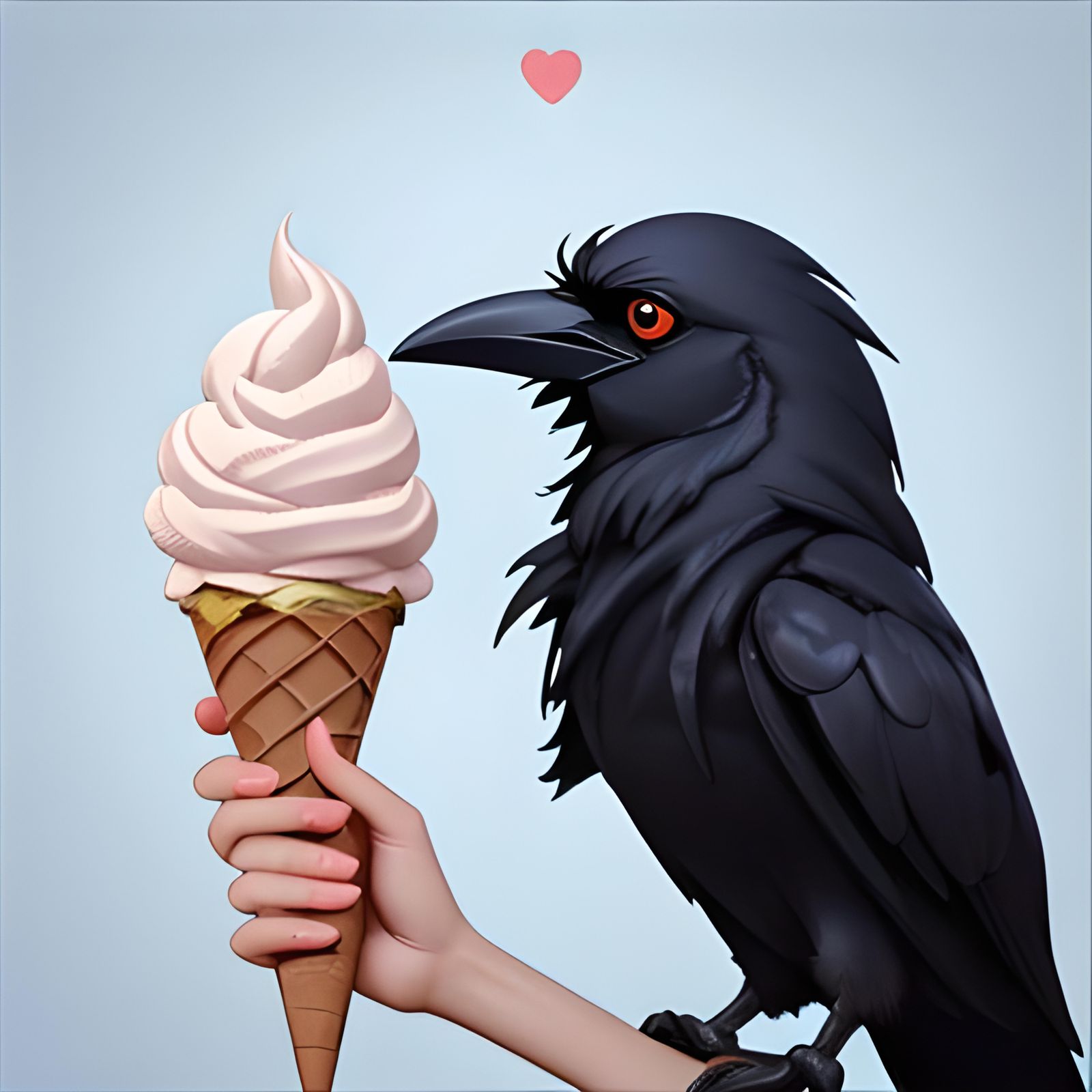 Crow Enjoys Ice Cream: An AI Interpretation