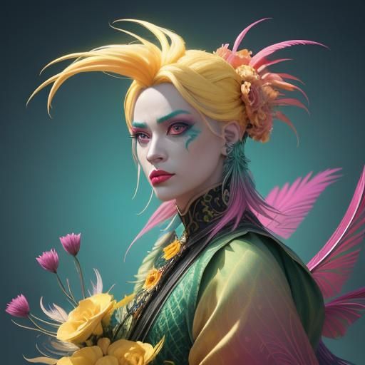 Dragon Peacock Woman: Surreal Fantasy Portrait