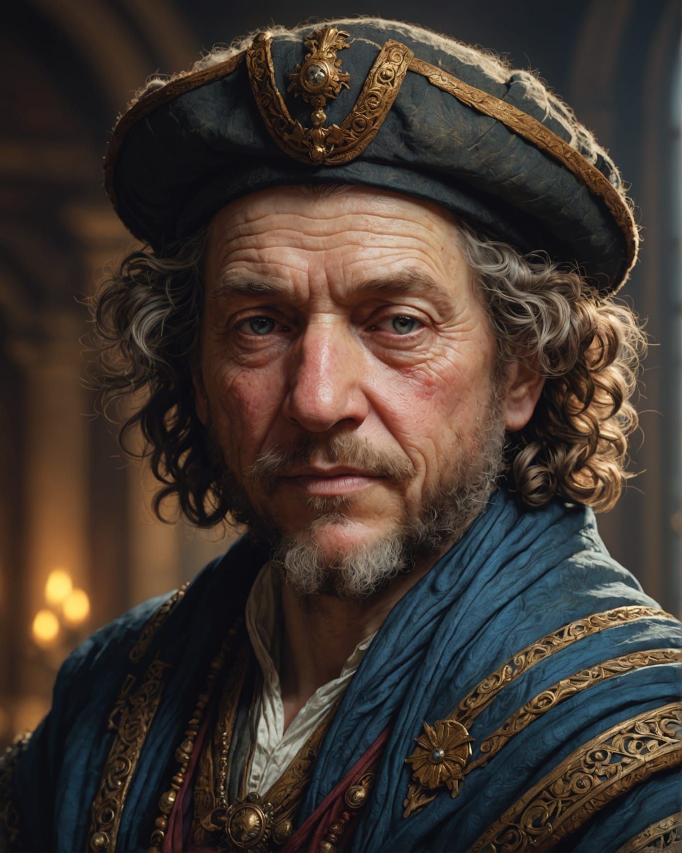 Detailed Portrait in Baroque Style